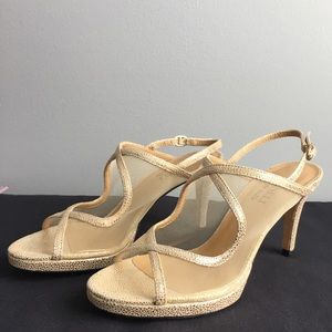 Vaneli Gold Strappy Stilettos